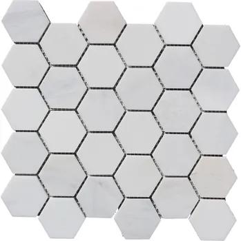 Obklad ALFIstyle Kamenná mozaika z mramoru, Hexagon milky white