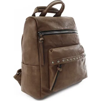 Městský batoh Tmavě hnědý zipový elegantní dámský batoh Izura