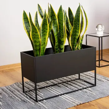 Stojan na květiny Černý květináč na podstavci 35 cm