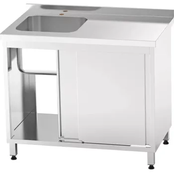 Nerezový dřez vasegastro Nerezový dřez vlevo se skříňkou, posuvné dveře 140x70x85cm, (dřez 45x51x30cm)