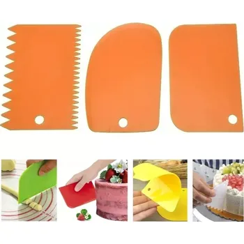 Kuchyňská stěrka Cukrářská stěrka na zdobení dortů sada 3 ks oranžová