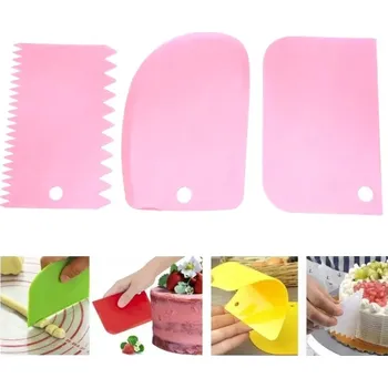 Kuchyňská stěrka Cukrářská stěrka na zdobení dortů sada 3 ks růžová