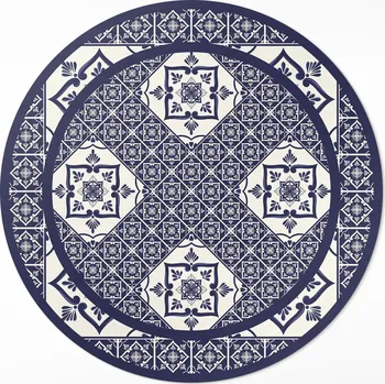 Koberec Koberec Kulatý Do Interiéru průměr 130 cm Dekorativní dlaždice v portugalském stylu