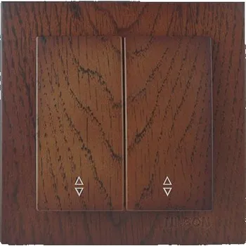 vypínač ELITE - Dvojitý střídavý vypínač č.5B tmavé dřevo - vlašský ořech (SEB5/0-D3)