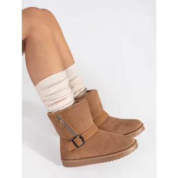 Dívčí sněhule Komfortní dámské sněhule hnědé bez podpatku 37