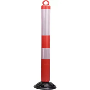 Plotový sloupek Červeno-bílý plastový samonarovnávací sloupek - průměr 10 cm, výška 117 cm