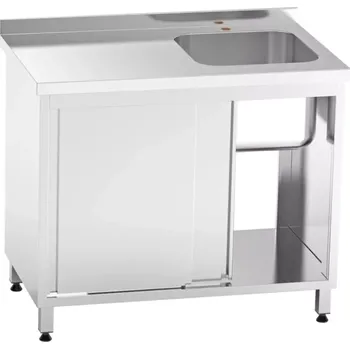 Nerezový dřez vasegastro Nerezový dřez vpravo se skříňkou, posuvné dveře 120x70x85cm, (dřez 45x51x30cm)