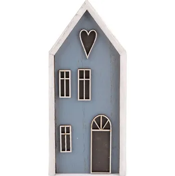 Vánoční dekorace Dřevěný domeček Varianta: 3 modrá, Balení: 1 ks