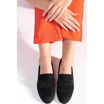 Dámské mokasíny Goodin Jedinečné černé mokasíny dámské na širokém podpatku 37