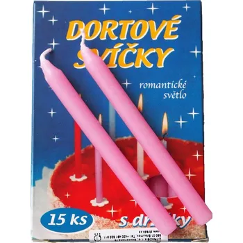 Dortová svíčka Dortové svíčky 15ks růžové