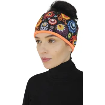 Čelenka Čelenka na hlavu zateplená, lovecký folk, černá a oranžová