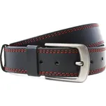 Červenočerný kožený pánský opasek s dvojitým šitím 913-5003-2-60/31-9006-40