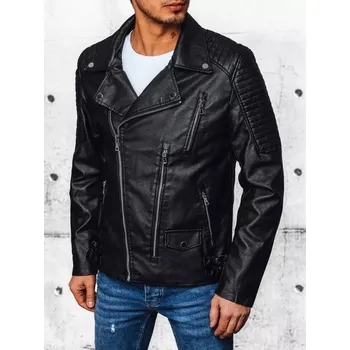 Pánská casual bunda Černá pánská koženková bunda se zipy TX4384 Velikost: M