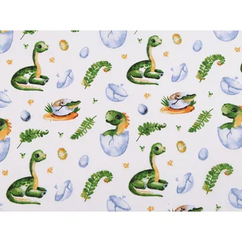 Bavlněná látka / plátno dinosaurus Varianta: bílá, Balení: 1 m