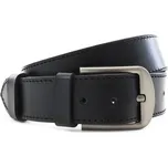 Černý prošívaný kožený pánský opasek 913-5001-1-60/60-9012-40