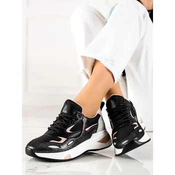 Dámské tenisky Vinceza Luxusní dámské černé tenisky bez podpatku 36