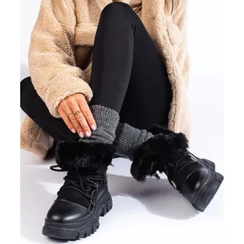 Dámské válenky Módní dámské černé sněhule bez podpatku 36