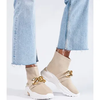 Dámské tenisky Luxusní dámské béžové tenisky bez podpatku 38