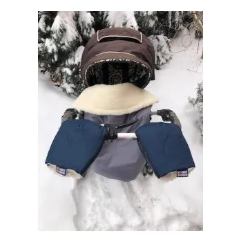 Kojenecká souprava Kaarsgaren Modrý fusak a rukavice na kočárek merino ovčí vlna