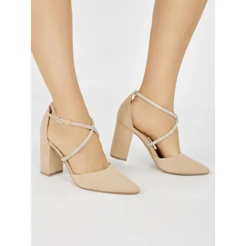 Dámské lodičky Exkluzívní dámské béžové lodičky na širokém podpatku 39