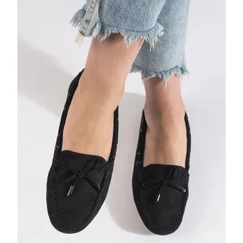 Dámské mokasíny Originální dámské černé mokasíny bez podpatku 36