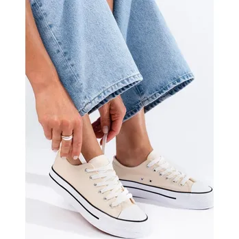 Dámské tenisky Moderní béžové dámské tenisky bez podpatku 38