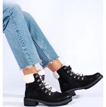 Dámské polobotky Goodin Praktické kotníkové boty černé dámské na plochém podpatku 38