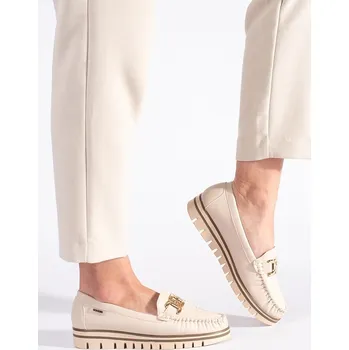 Dámské mokasíny Módní mokasíny dámské béžové na platformě 36