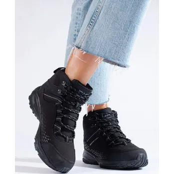 Dámská treková obuv DK Pěkné dámské černé trekingové boty bez podpatku 37