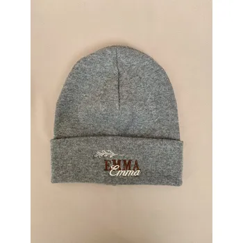 Čepice Zimní čepička s dvojitou výšivkou Emma, šedá