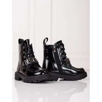 Dívčí kozačky Praktické kotníkové boty černé dětské bez podpatku 27