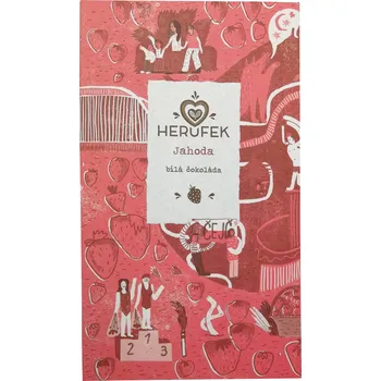 Čokoláda Herufek čokoláda bílá 48% s jahodami 50g