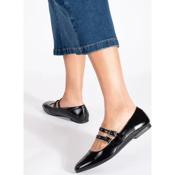 Dámské baleríny Komfortní černé dámské baleríny bez podpatku 40