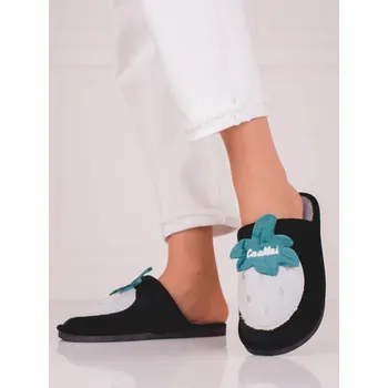 Dámské pantofle Designové pantofle dámské černé bez podpatku 36-37