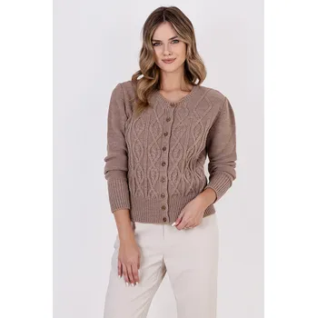 Dámský svetr Svetr na zapínání WE317 - MKM hnědá L