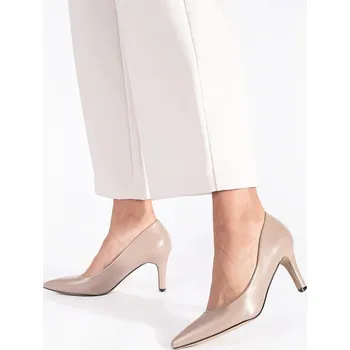 Dámské lodičky Designové lodičky dámské béžové na jehlovém podpatku 37