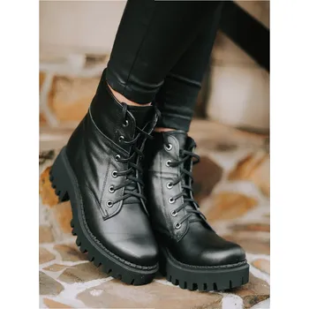 Dámské kozačky Elegantní kotníkové kozačky z pravé kůže B-01 BLACK