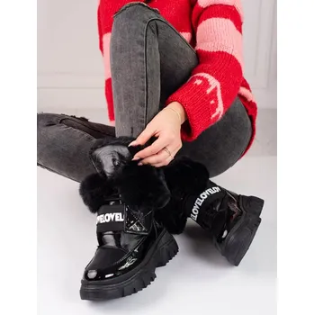 Dámské válenky Komfortní dámské sněhule černé bez podpatku 39