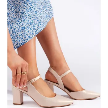 Dámské lodičky Sergio Leone Originální dámské lodičky béžové na širokém podpatku 38