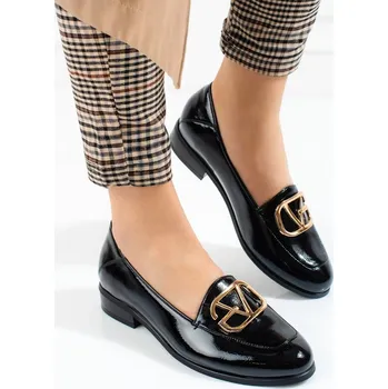 Dámské polobotky W. Potocki Designové dámské černé polobotky na plochém podpatku 37