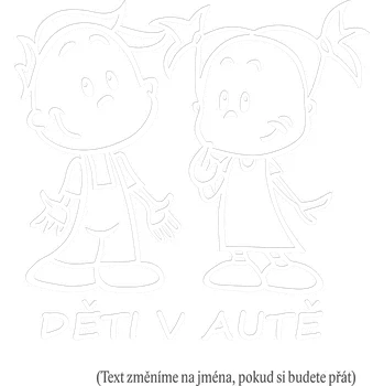 samolepka Děti v autě jména holka kluk samolepka na auto 2 Bílá Velikost A