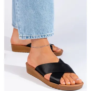 Dámské žabky Módní nazouváky dámské černé na klínku 37