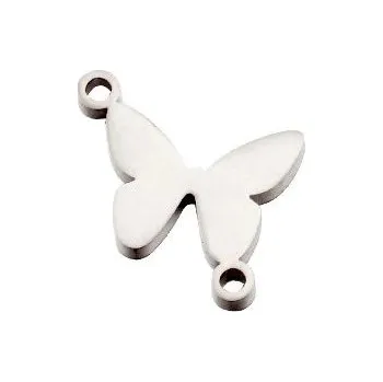 Přívěsek Přívěsek z nerezové oceli se dvěma očky - motýl 12x12 mm, ocel 304