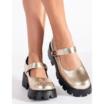 Dámské polobotky Módní polobotky zlaté dámské na platformě 37