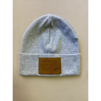 Čepice Zimní čepička s koženkou Šarlotka, šedá