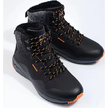 Pánská treková obuv Komfortní černé trekingové boty pánské bez podpatku 45