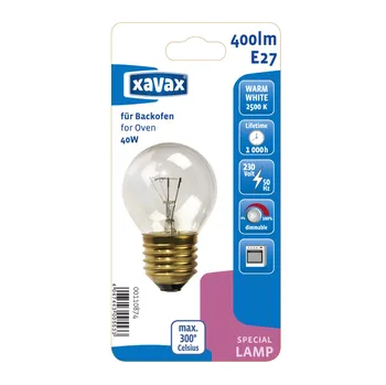 Žárovka Xavax E27 40W 300C° 230V 400lm do trouby