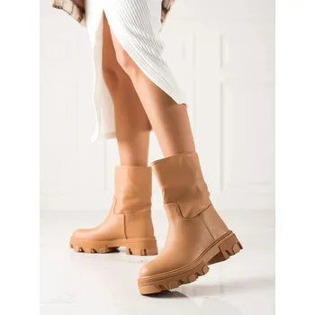 Dámské polobotky Luxusní workery dámské béžové na plochém podpatku 37