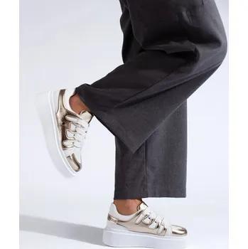 Dámské tenisky Výborné bílé tenisky zlaté dámské na platformě 39