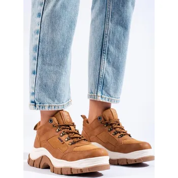 Dámské polobotky Big Star Shoes Exkluzívní béžové kotníkové boty dámské bez podpatku 41